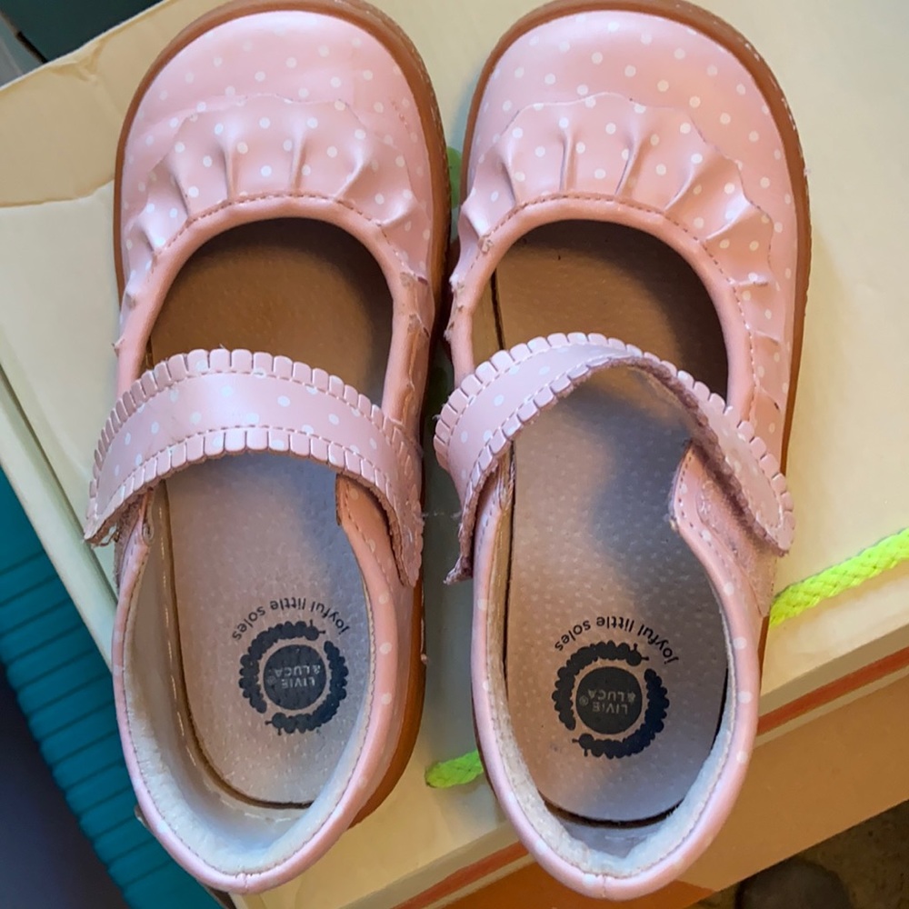 Pink polka dot Livie & Luca Mary Janes 1Y